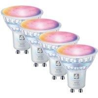 4LITE 4L1/8052 Wiz Connected Smart LED Bulb - GU10, Silver, Pack of 4