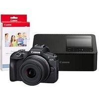 Canon Eos R100 Camera Rf-S 18-45Mm Lens With Cp1500 Printer Kp-36Ip 36 Shot Black