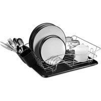 Tower Dish Rack with Removable Tray, Removable Cutlery Holders, Chrome and Black