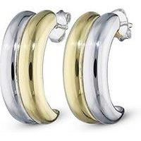 The Love Collection Sterling Silver Two Colour Hoop Earrings