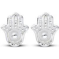 The Love Collection Sterling Silver Crystal Hamsa Stud Earrings