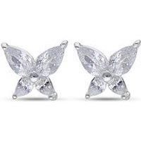 The Love Collection Sterling Silver Cz Butterfly Stud Earrings