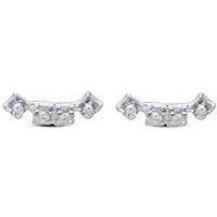 The Love Collection Sterling Silver 4 Cz Cube Stud Earrings