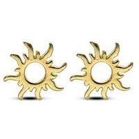 The Love Collection Sterling Silver Gold Plated Sun Stud Earrings