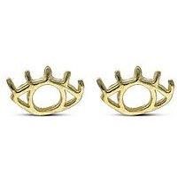The Love Collection Sterling Silver Gold Plated Evil Eye Stud Earrings