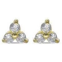 The Love Collection Sterling Silver Gold Plated Cz Floral Stud Earrings