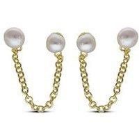 The Love Collection Sterling Silver Gold Plated Fwp Ball And Chain Stud Earrings