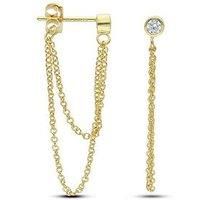 The Love Collection Sterling Silver Gold Plated Cz Ball And Chain Stud Earrings