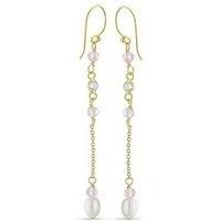 The Love Collection Sterling Silver Gold Plated Fwp Pink And Silver Cz Drop Stud Earrings