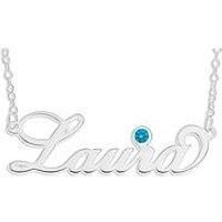 The Love Silver Collection Sterling Silver Personalised Birthstone Necklace