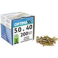 OPTIMAXX C288-520 Woodscrews - 5.0 x 40mm - Box of 200 - Self-Countersinking Head - Double Reinforced Collar - Razor Sharp Point, Silver