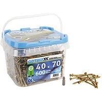 4.0 Optimaxx Extreme Performance Wood Screws 600PC Maxxtub (4.0x70mm, Zinc Plate & Yellow Passivated, Pozi Wood Screws)