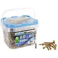 6.0 Optimaxx Extreme Performance Wood Screws 360PC Maxxtub (6.0x60mm, Zinc Plate & Yellow Passivated, Pozi Wood Screws)