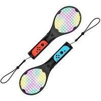 STEALTH Light-Up Tennis Rackets Compatible with Nintendo Switch & Switch OLED, Black - Twin Pack , with 7 LED Lighting Effects, Compatible with Nintendo Switch Sports