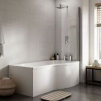 Nuie B-Shaped Shower Bath Front Panel Screen 1700mm x 735mm/900mm - RH