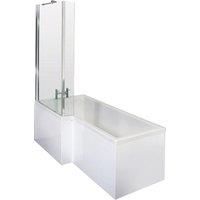 Nuie 1700mm Left Hand Square Shower Bath Set - White