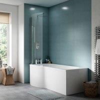 Nuie P-Shaped Shower Bath Front Panel Screen 1700mm x 700mm/850mm LH