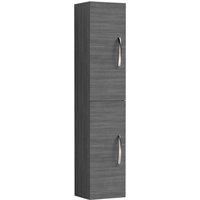 Nuie Athena Wall Hung 2-Door Tall Unit 300mm Wide - Anthracite Woodgrain