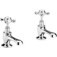 Hudson Reed Topaz Hexagonal Crosshead Basin Taps Pair - Chrome