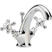 Hudson Reed BC305HX Topaz Traditional Bathroom Crosshead Basin Mixer with Free Pop-Up Waste, Chrome