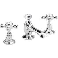 Hudson Reed Topaz 3-Hole Basin Mixer Tap Deck Mounted with Pop Up Waste - Chrome