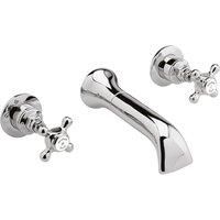 Hudson Reed Hand Wall Mounted Stop Taps and Bath Spout - White Topaz/Chrome
