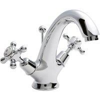 Hudson Reed Topaz Dome Mono Basin Mixer Tap Dual Handle with Pop-Up Waste Chrome