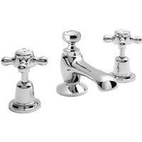 Hudson Reed Topaz Dome 3-Hole Basin Mixer Tap Deck Mounted with Pop-Up Waste
