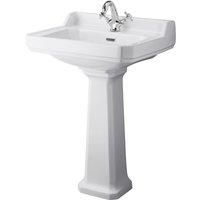 Hudson Reed Richmond Basin with Full Pedestal 595mm Wide - 1 Tap Hole