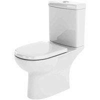 Compact Close Coupled Toilet Round Pan Cistern & Soft Close Seat White Ceramic
