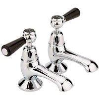 Hudson Reed Black Topaz With Lever & Domed Collar Bath Taps - Chrome / Black