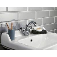 Hudson Reed Topaz Black Crosshead Mono Basin Mixer Hexagonal Collar with Waste