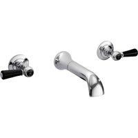 Old London BC409DL Topaz | Traditional Bathroom Wall Mounted Bath Spout and Top Taps with Lever Handles and Domed Collars, 69mm x 218mm, Chrome/Black