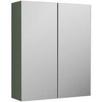 Nuie Arno Mirrored Bathroom Cabinet (50/50) 715mm H x 600mm W - Satin Reed Green