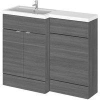 Hudson Reed Fusion Anthracite Woodgrain L-Shape Combination Unit 1100mm - LH