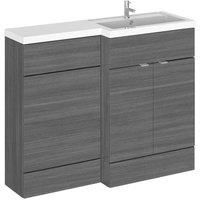 Hudson Reed Fusion Anthracite Woodgrain L-Shape Combination Unit 1100mm - RH