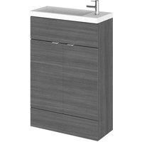 Hudson Reed Fusion Compact Vanity Unit & Basin 600mm - Anthracite Woodgrain
