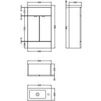 Hudson Reed Fusion 500Mm Compact Vanity Unit & Basin - Grey Woodgrain