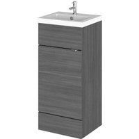 Hudson Reed Fusion 400Mm Fd Vanity Unit & Basin - Grey Woodgrain