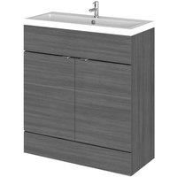 Hudson Reed Fusion Floor Standing Vanity Unit Basin 800mm Anthracite Woodgrain