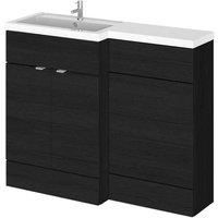 Hudson Reed Fusion Charcoal Woodgrain L-Shape Combination Unit 1100mm - LH