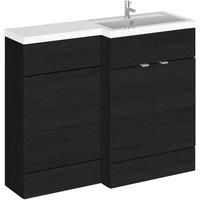 Hudson Reed Fusion Charcoal Woodgrain L-Shape Combination Unit 1100mm - RH