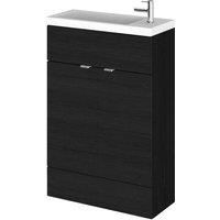 Hudson Reed Fusion 600Mm Compact Vanity Unit & Basin - Black Woodgrain
