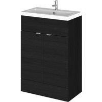 Hudson Reed Fitted FS Vanity Unit with Basin 600mm Charcoal Woodgrain