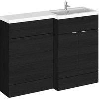 Hudson Reed Fusion Charcoal Woodgrain L-Shape Combination Unit 1200mm - RH