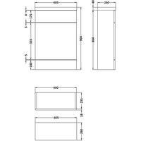 Hudson Reed Fusion 600Mm Compact Wc Unit & Polymarble Top - Black Woodgrain