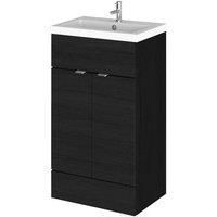 Hudson Reed Fusion 500Mm Fd Vanity Unit & Basin - Black Woodgrain