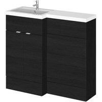 Hudson Reed Fusion LH Combination Unit 500mm WC Unit 1000mm Charcoal Woodgrain