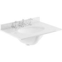 B C Designs BC Designs 600Mm Single Bowl Marble Top 3Th White