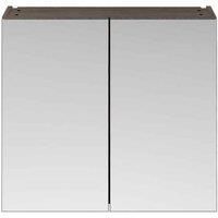 Hudson Reed Wall Mounted Bathroom Mirrored Cabinet 800mm Black Woodgrain Unit